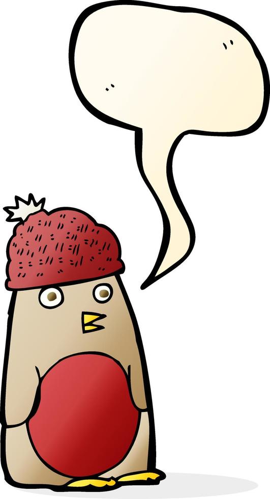 cartoon robin in hat with speech bubble vector