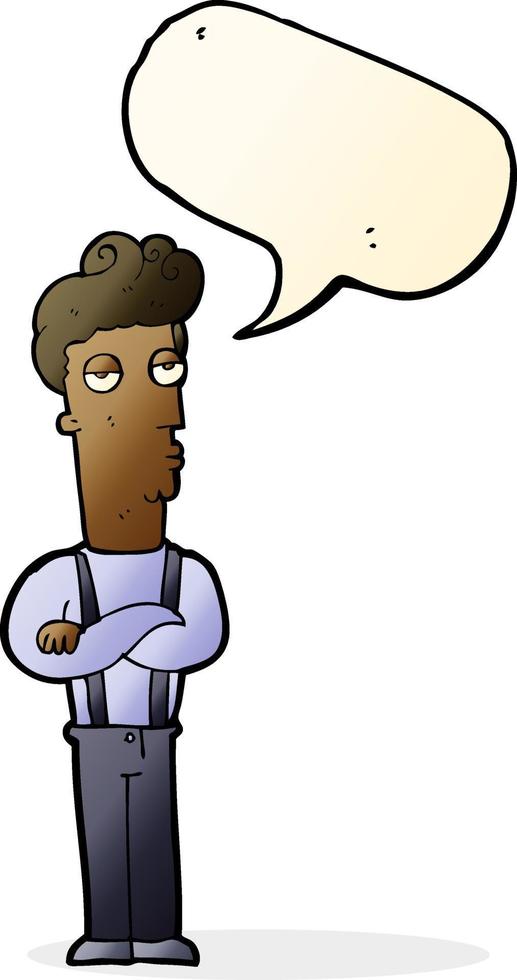 cartoon unimpressed man with speech bubble vector