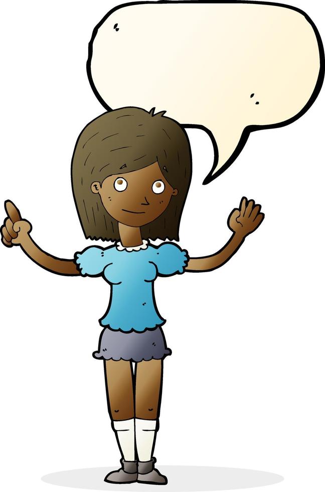 cartoon woman explaining idea with speech bubble vector