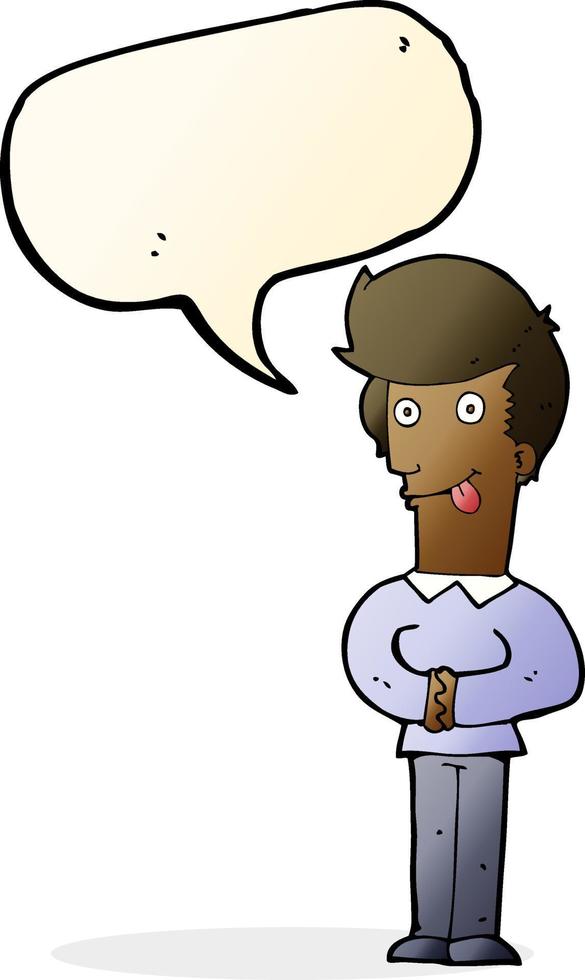 cartoon man sticking out tongue with speech bubble vector
