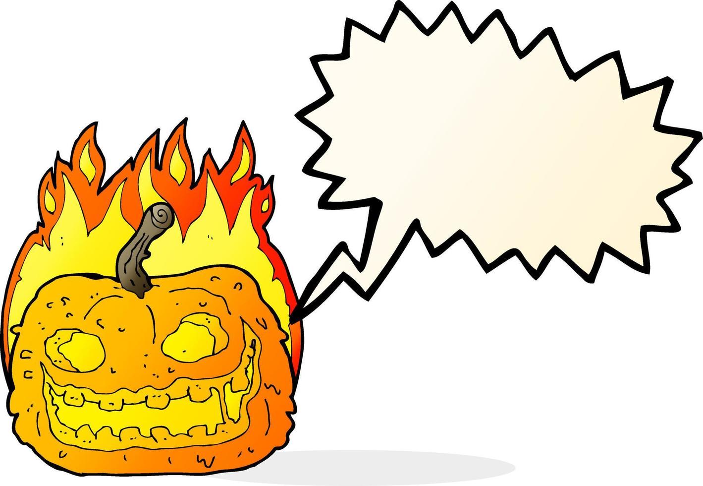 cartoon spooky pumpkin with speech bubble vector
