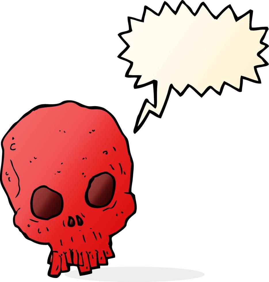 cartoon spooky skull with speech bubble vector