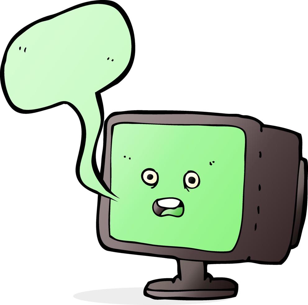 cartoon computer screen with speech bubble vector