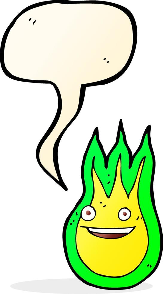 cartoon friendly fireball with speech bubble vector