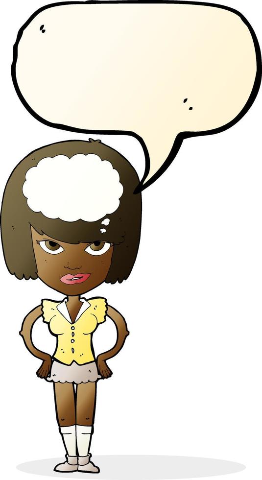 cartoon woman thinking with speech bubble vector