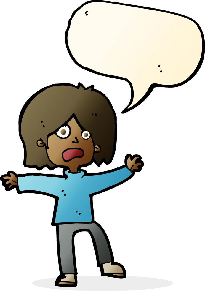 cartoon scared person with speech bubble vector