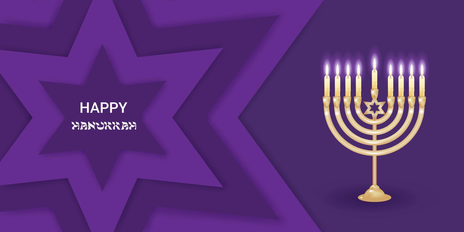 Happy Hanukkah Jewish holiday candles vector illustration