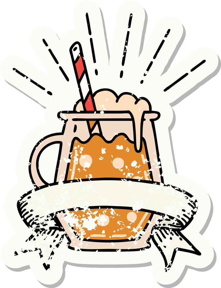 grunge sticker of tattoo style ginger beer vector