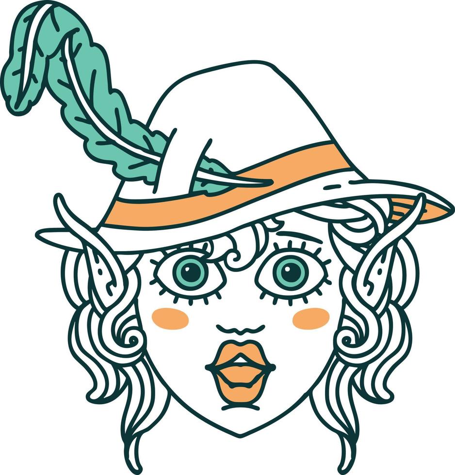 elf bard character face illustration vector