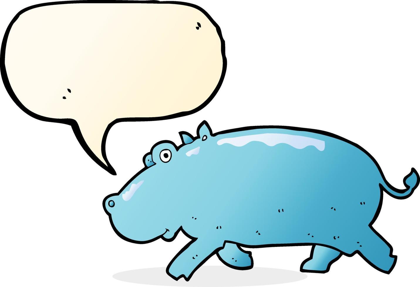 cartoon hippopotamus with speech bubble vector