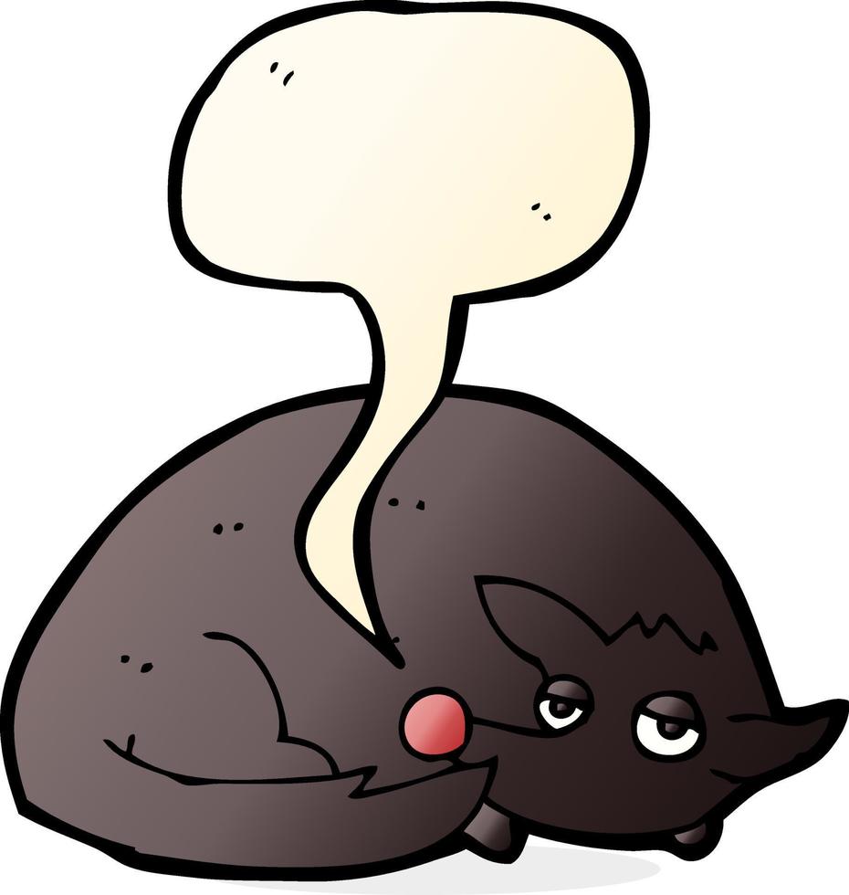 cartoon curled up dog with speech bubble vector