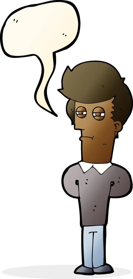 cartoon jaded man with speech bubble vector