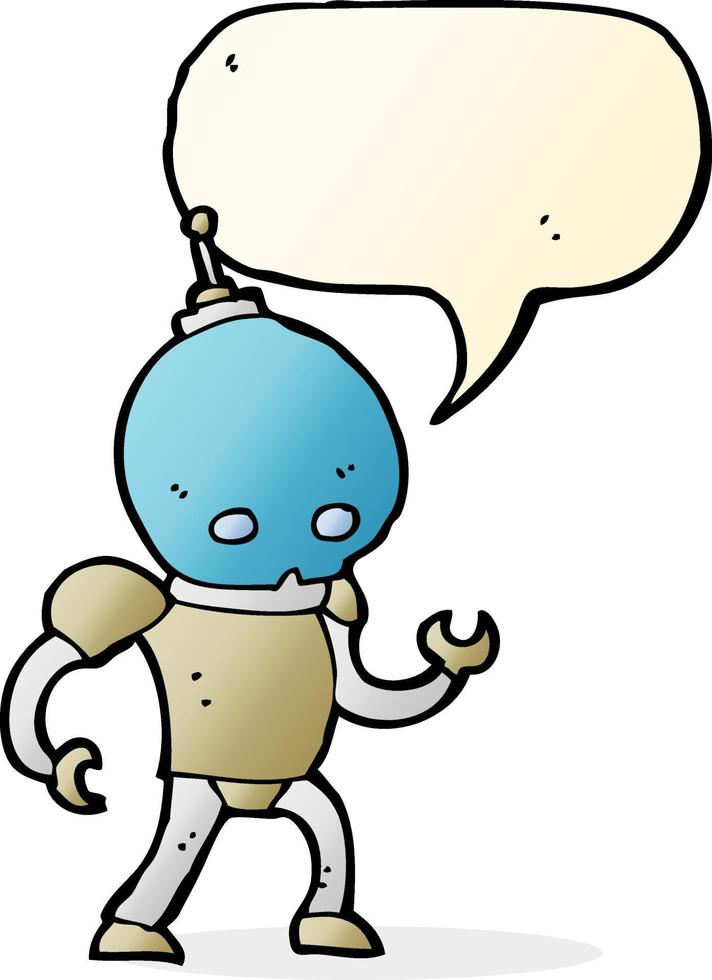 robot alienígena de dibujos animados con burbujas de discurso vector