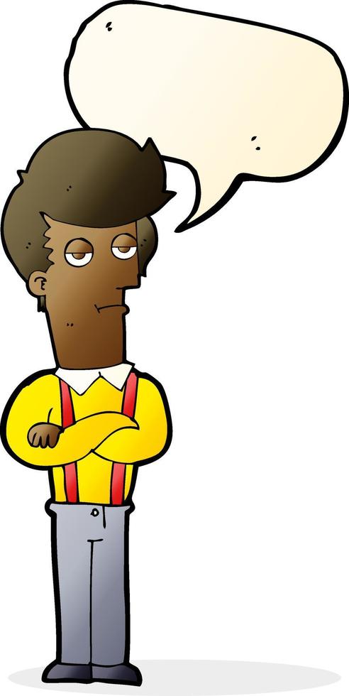 cartoon bored man with speech bubble vector