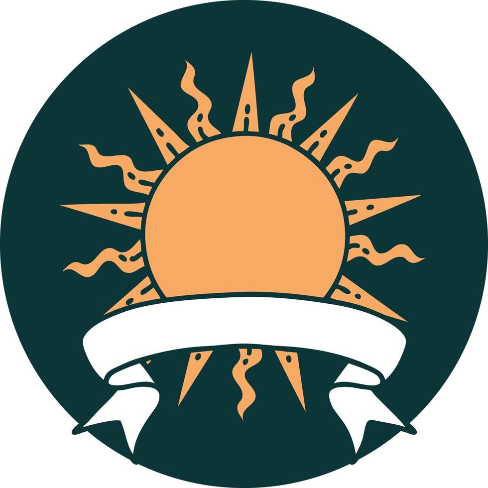 icon with banner of a sun vector