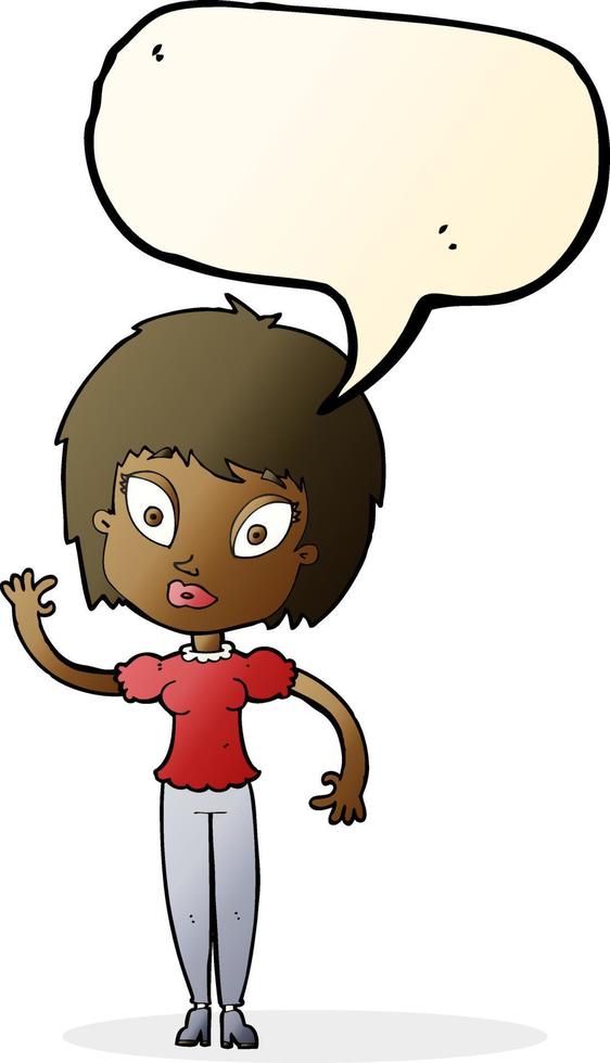 cartoon pretty girl with speech bubble vector