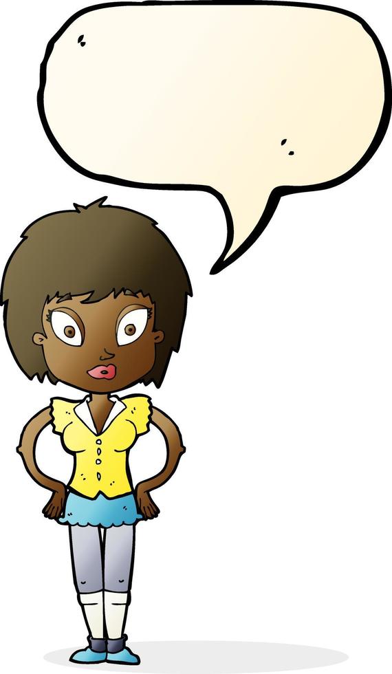 cartoon pretty girl with speech bubble vector