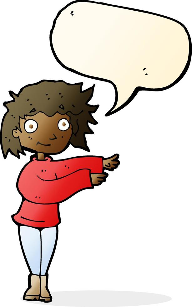 cartoon dancing woman with speech bubble vector