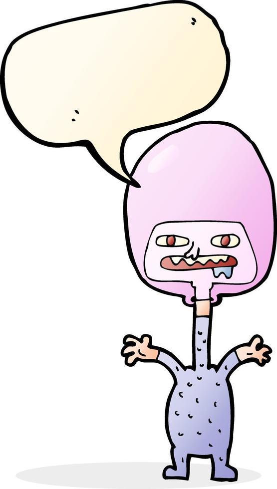 cartoon space alien with speech bubble vector