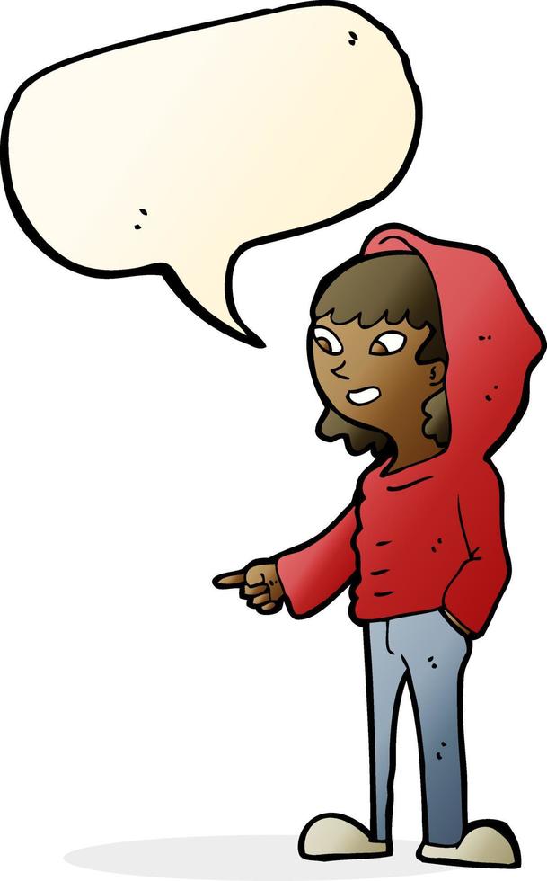 cartoon pointing teenager with speech bubble vector