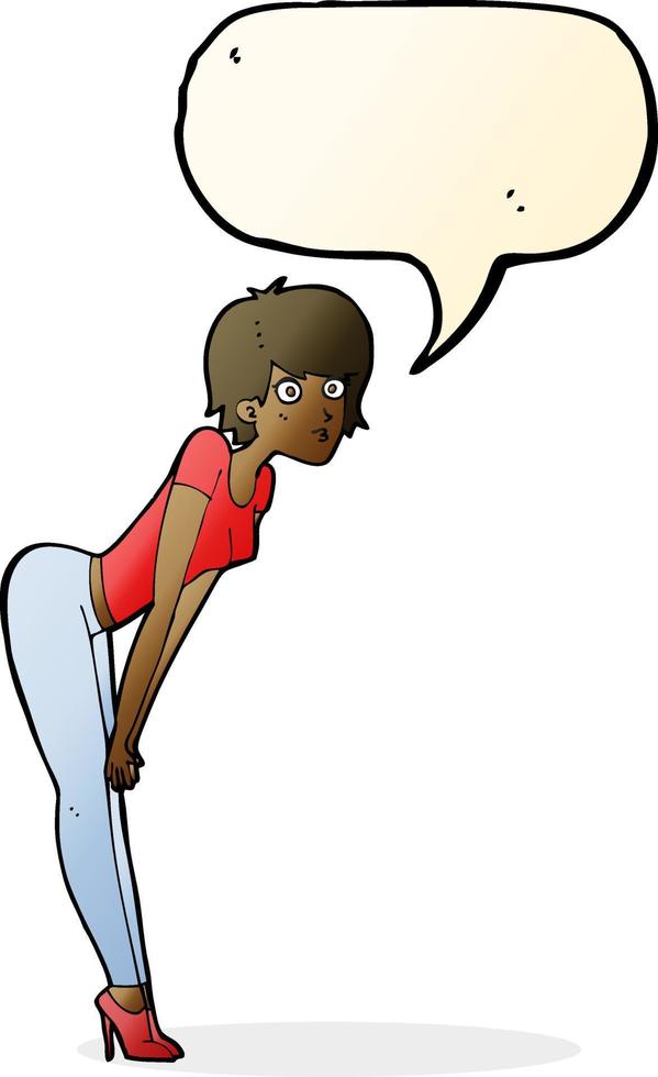 cartoon woman looking at something with speech bubble vector