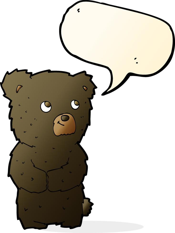 cachorro de oso negro de dibujos animados con burbujas de discurso vector