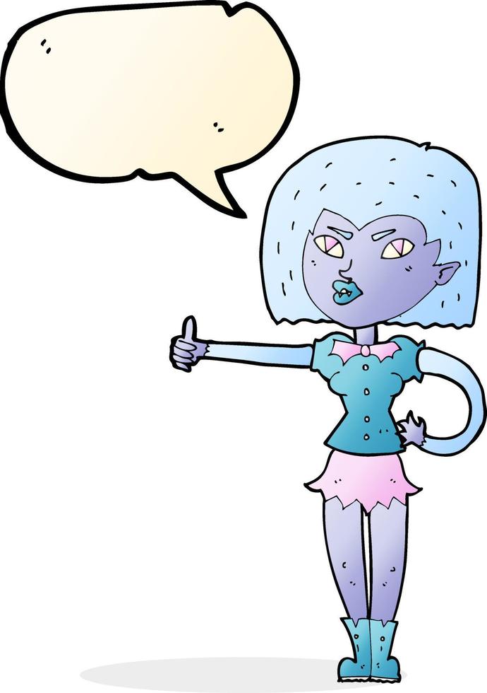 cartoon vampire girl giving thumbs up with speech bubble vector