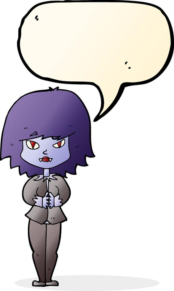 cartoon vampire woman with speech bubble vector