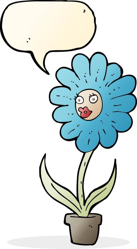 flor de dibujos animados con burbujas de discurso vector