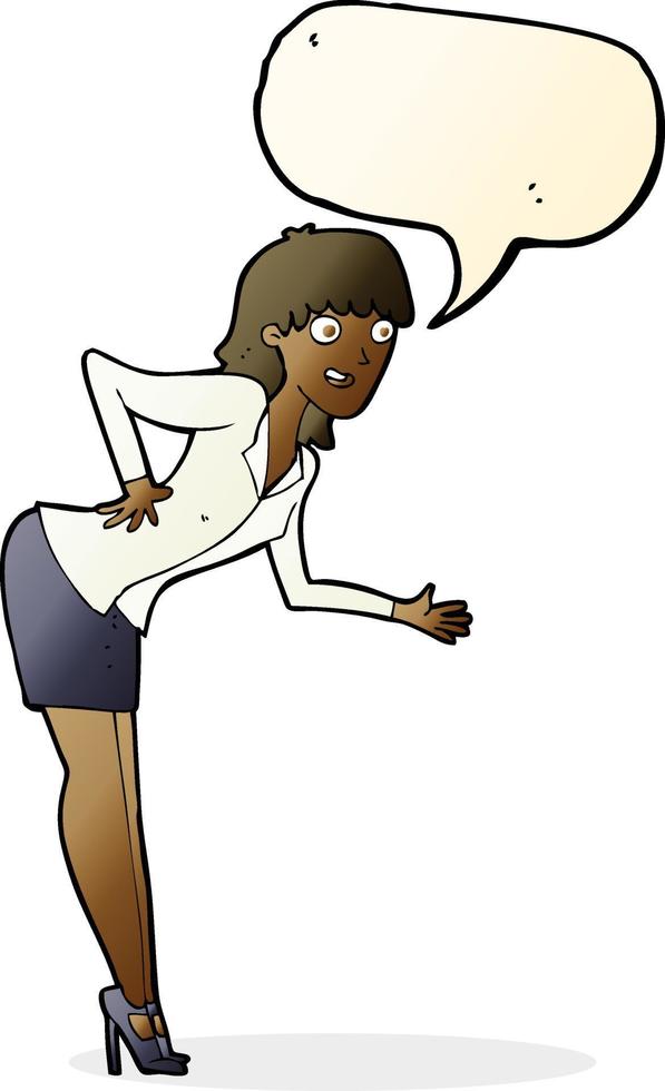 cartoon businesswoman explaining with speech bubble vector