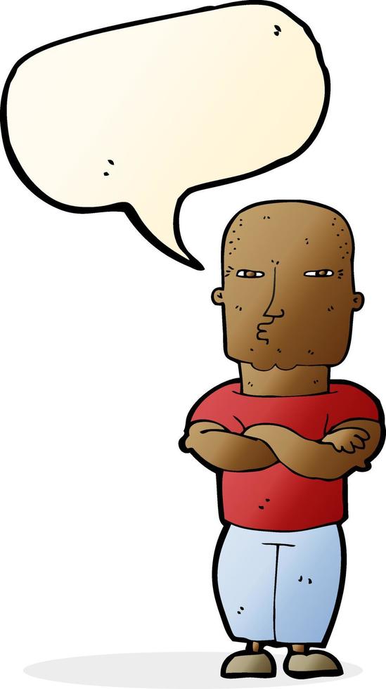 cartoon tough guy with speech bubble vector