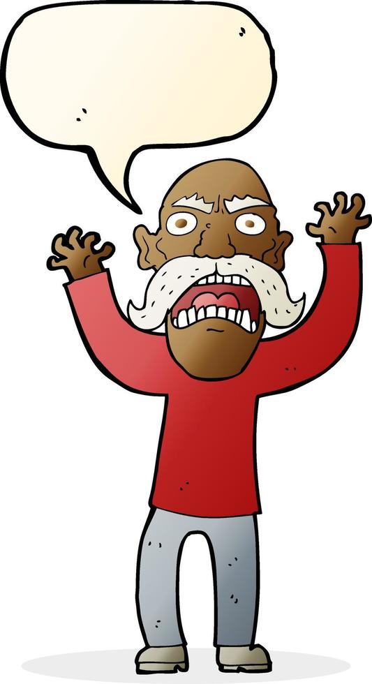 cartoon angry old man with speech bubble vector