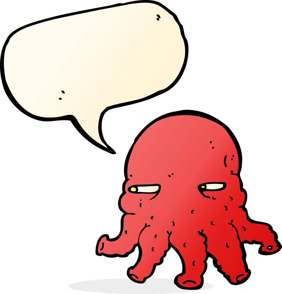 cartoon alien face with speech bubble vector