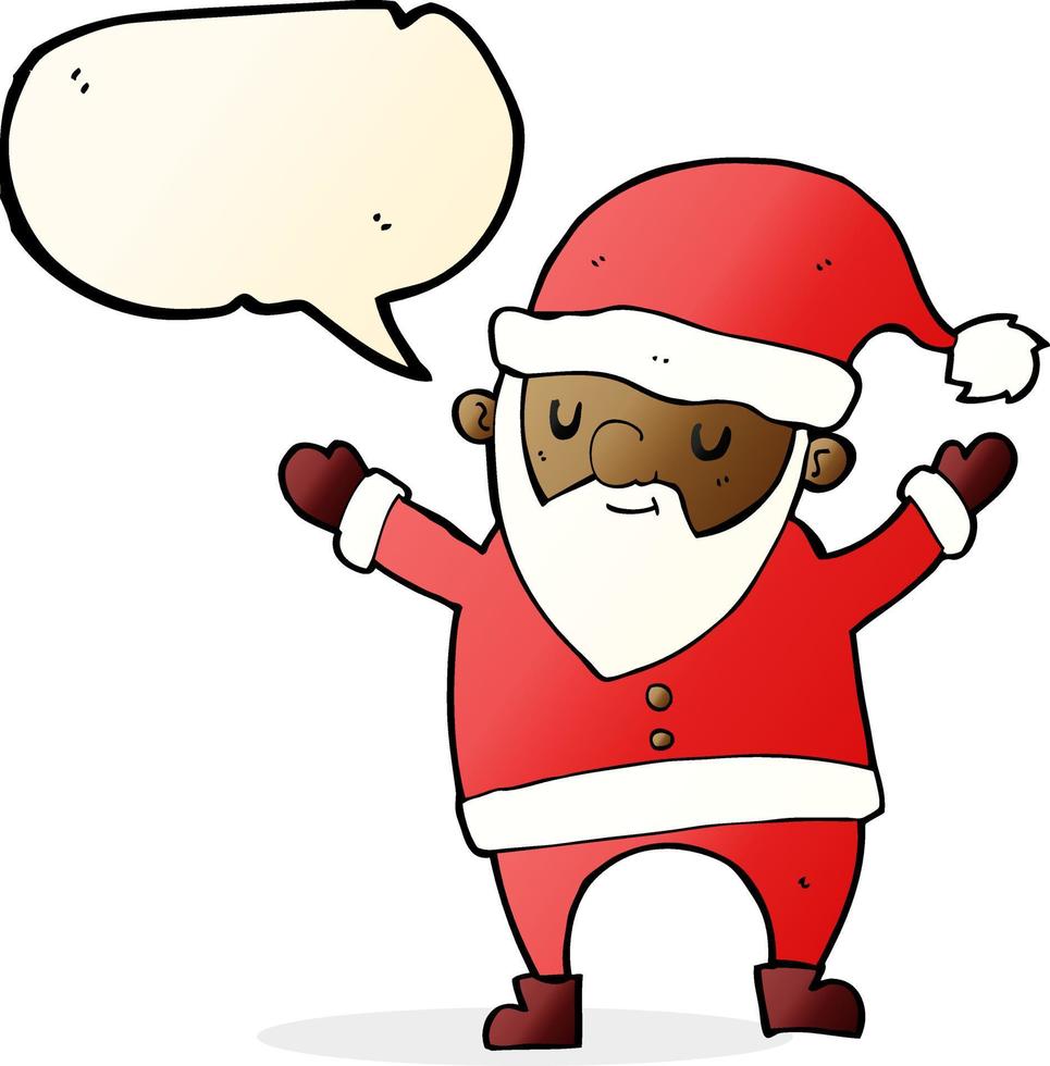 cartoon dancing santa with speech bubble vector