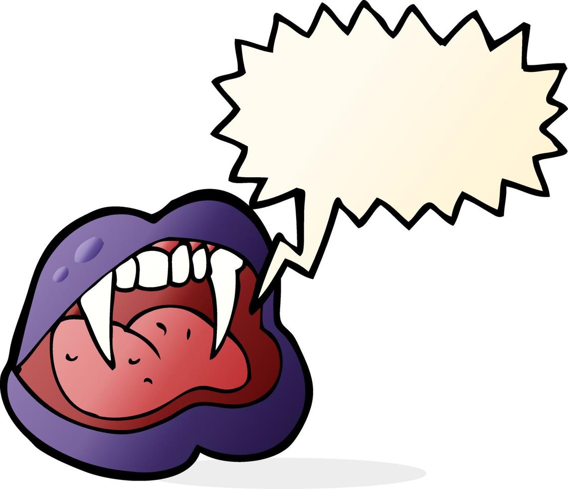 cartoon vampire lips with speech bubble vector