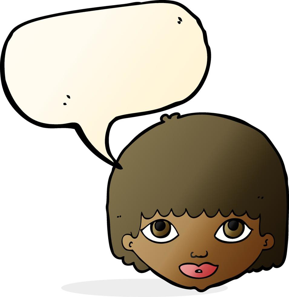 cartoon female face with speech bubble vector