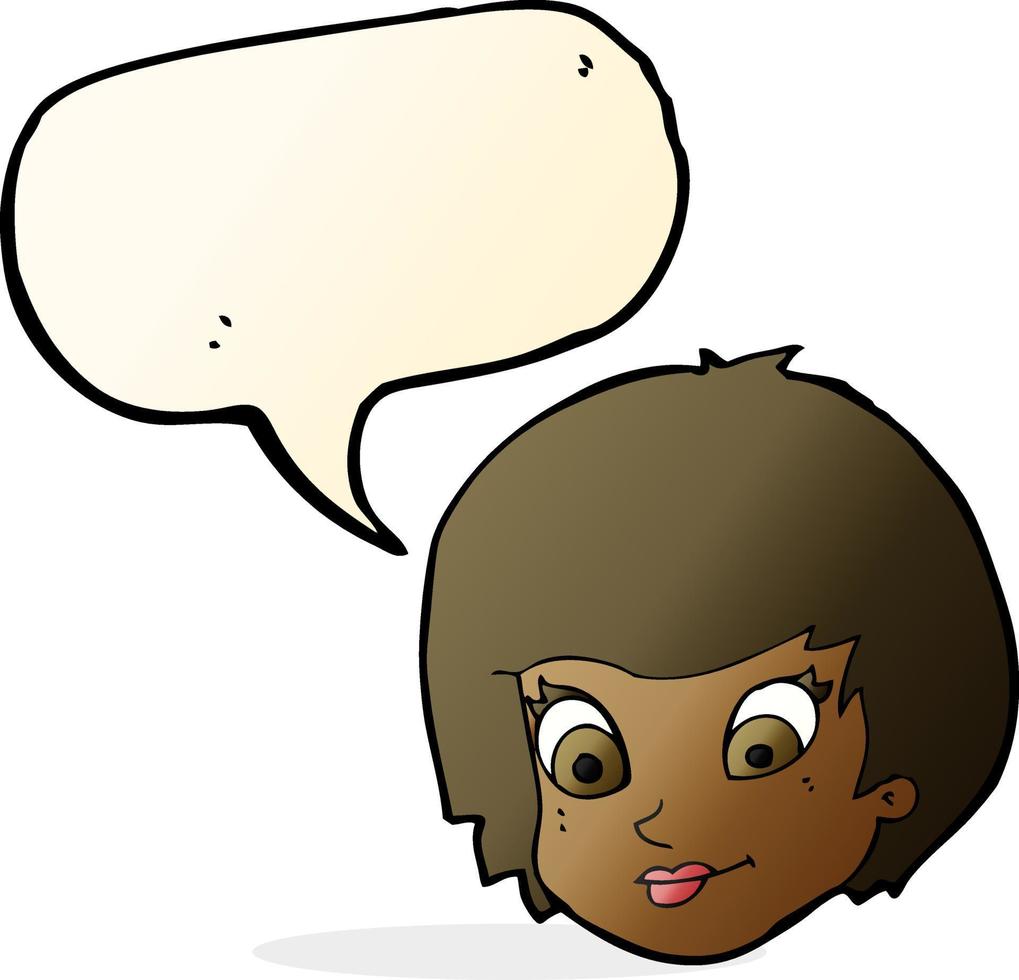 cartoon female face with speech bubble vector