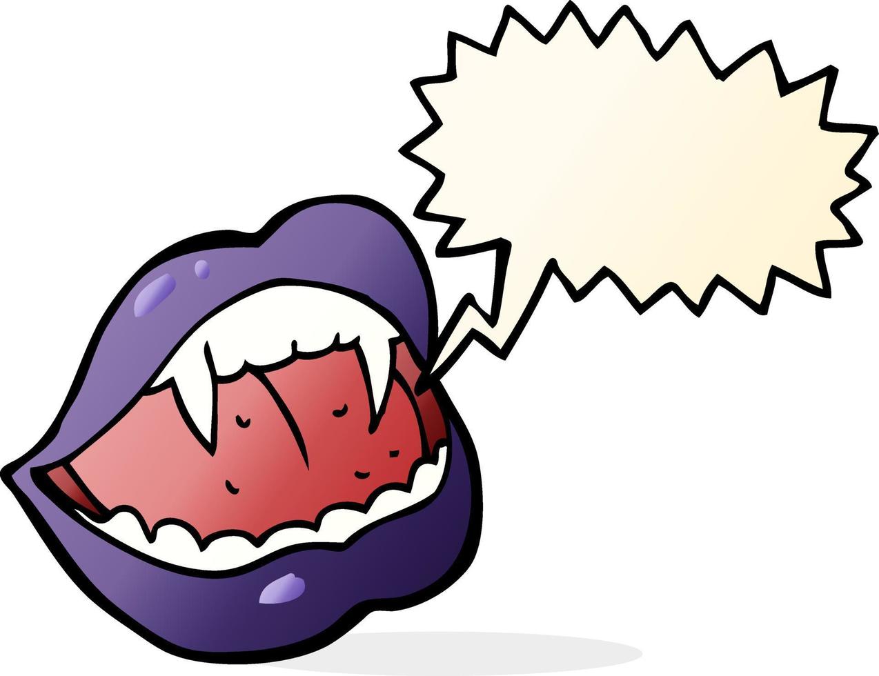 cartoon vampire lips with speech bubble vector