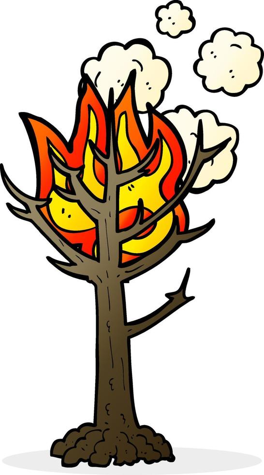 cartoon burning tree vector