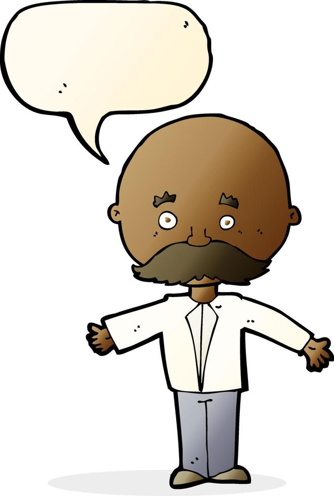 cartoon man with mustache with speech bubble vector