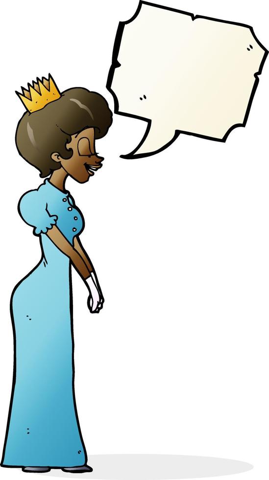 cartoon princess with speech bubble vector