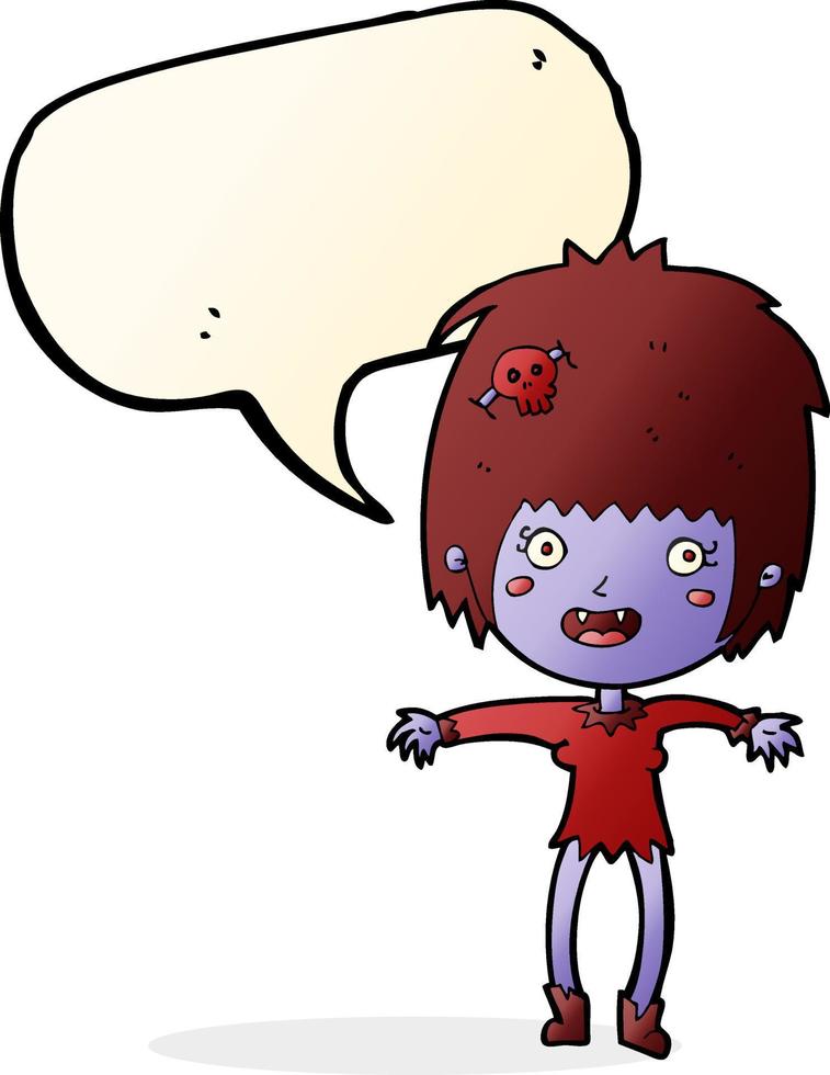 cartoon vampire girl with speech bubble vector