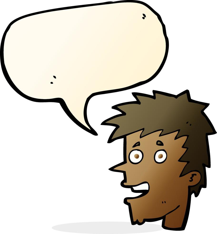 cartoon happy boy face with speech bubble vector