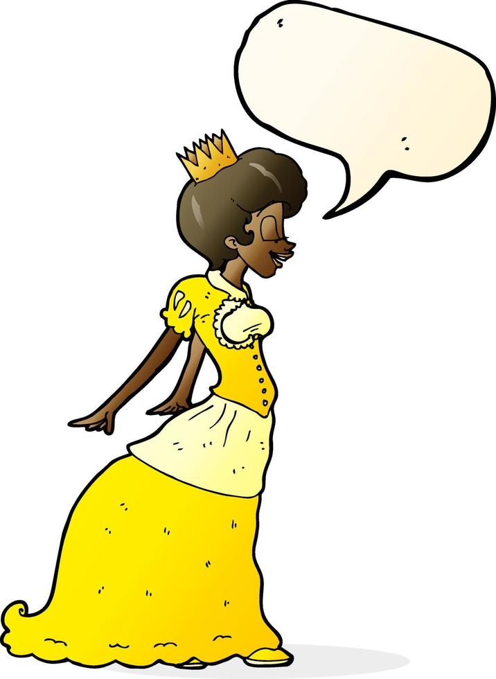 cartoon princess with speech bubble vector