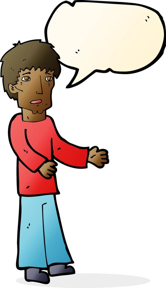 cartoon man explaining with speech bubble vector