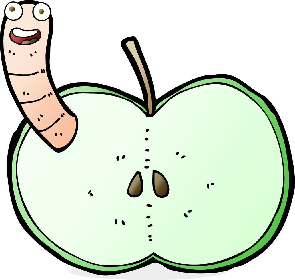 manzana de dibujos animados con gusano vector