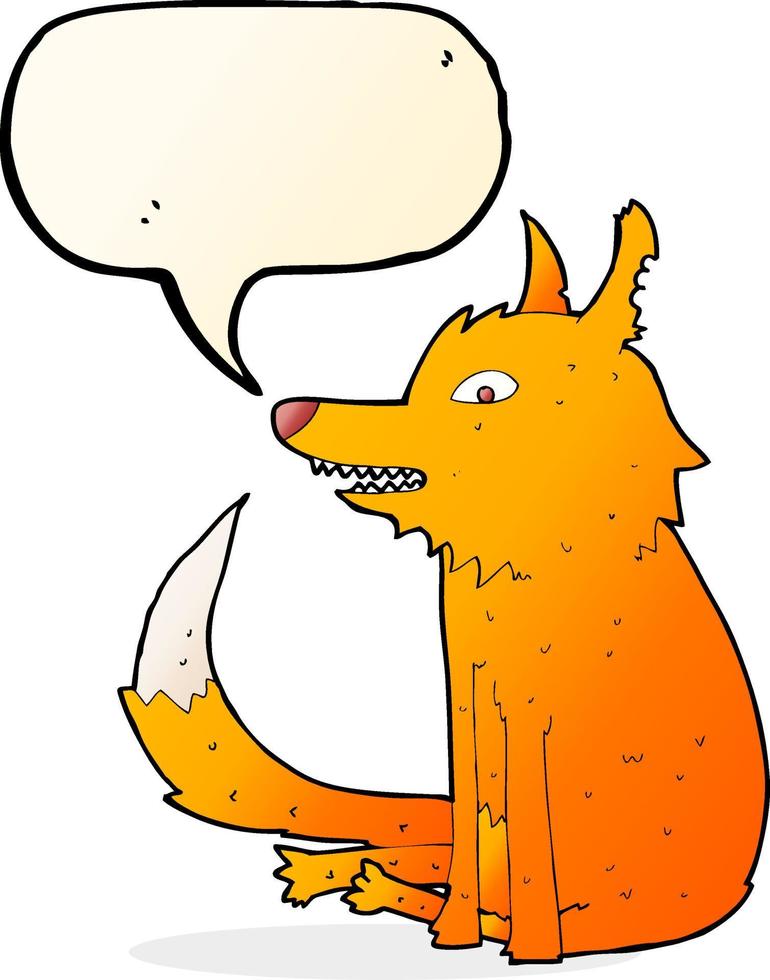 cartoon fox sitting with speech bubble vector