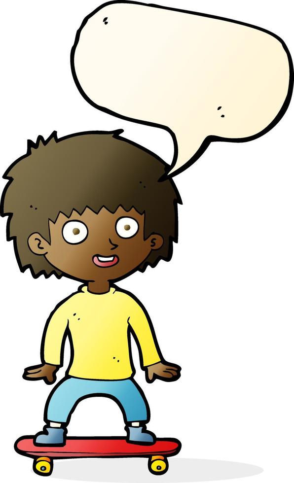 cartoon boy on skateboard with speech bubble vector