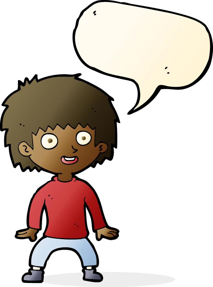 cartoon excited boy with speech bubble vector
