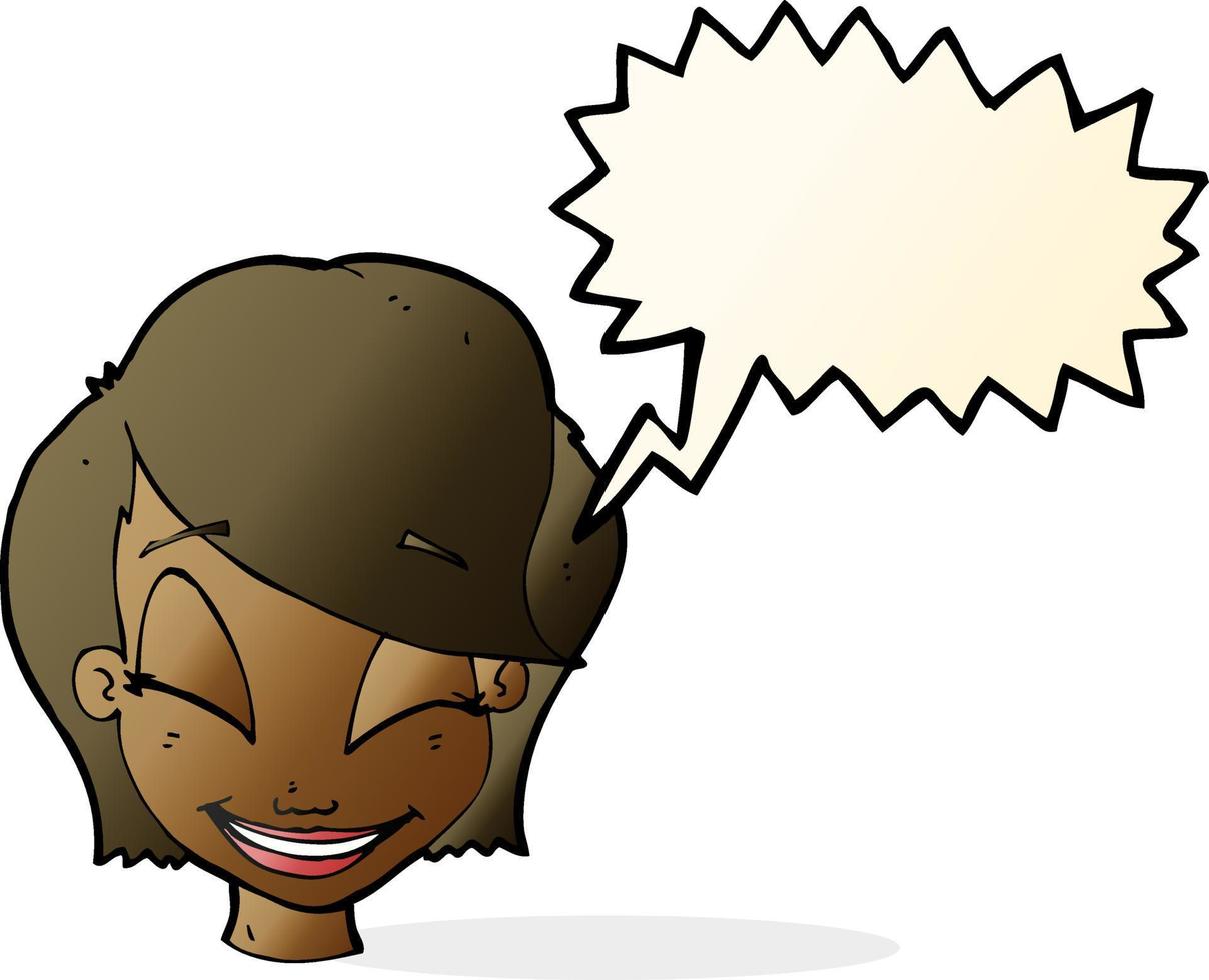 cartoon pretty female face with speech bubble vector